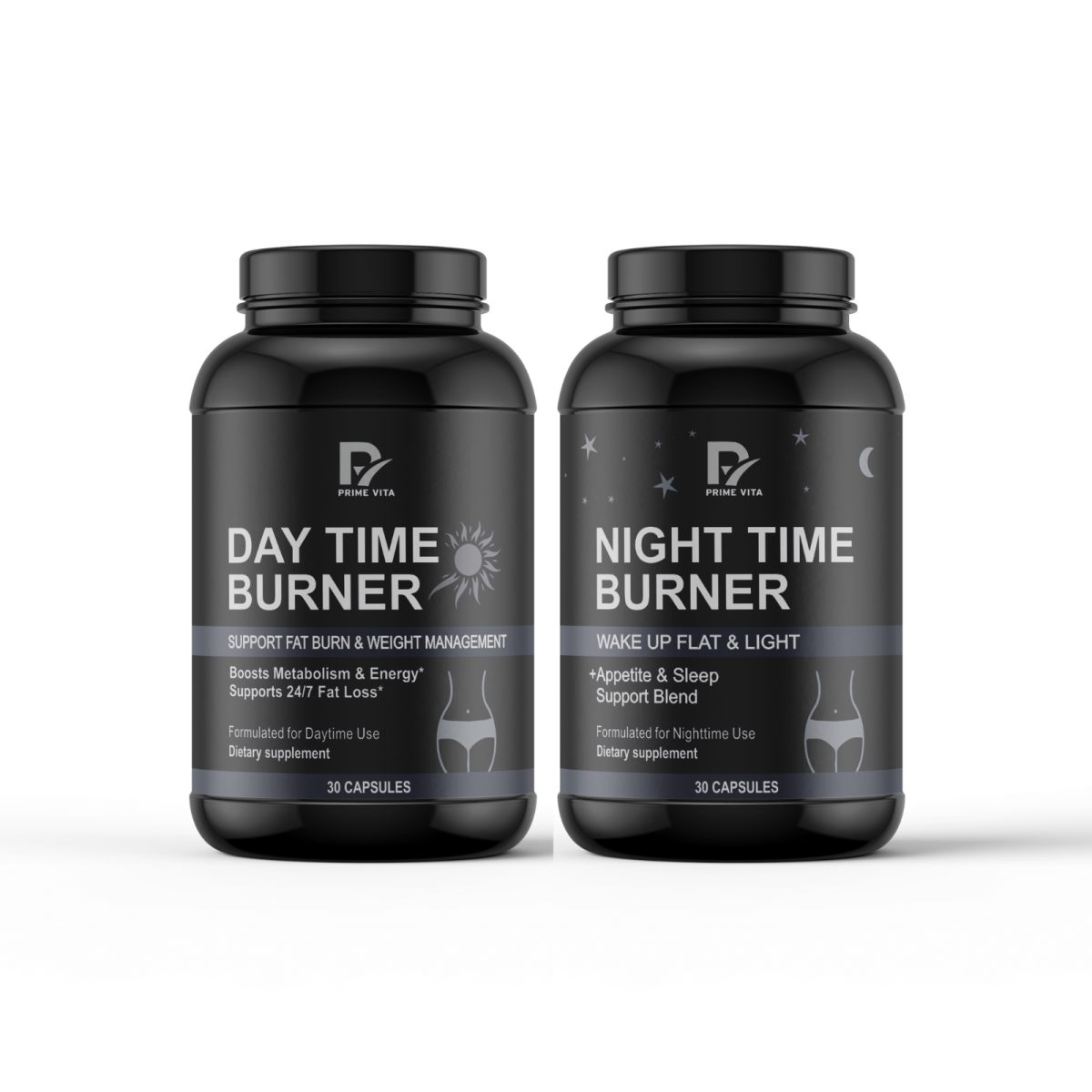 Day & Night Fat Burn Combo | Day Time Burner + Night Time Burner | Garcinia Cambogia, Green Coffee, Green Tea & 10 Powerful Ingredients | 24/7 Fat Loss & Weight Management | 60 Capsules