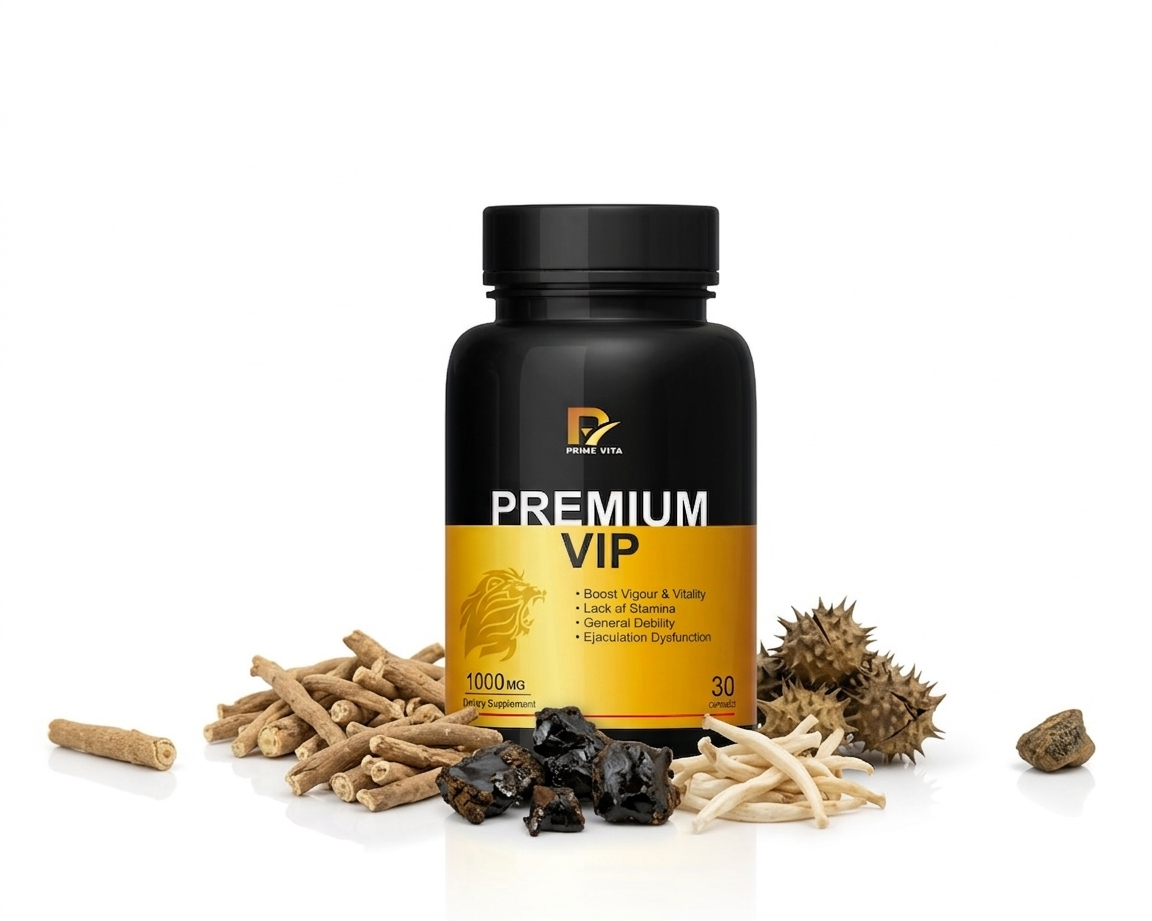 Premium VIP Capsules | 1000mg Shilajit, Safed Musli, Ashwagandha & Kaunch Beej | Boosts Vigour & Vitality | Improves Stamina & Strength | Supports Male Performance & Energy | 30 Capsules