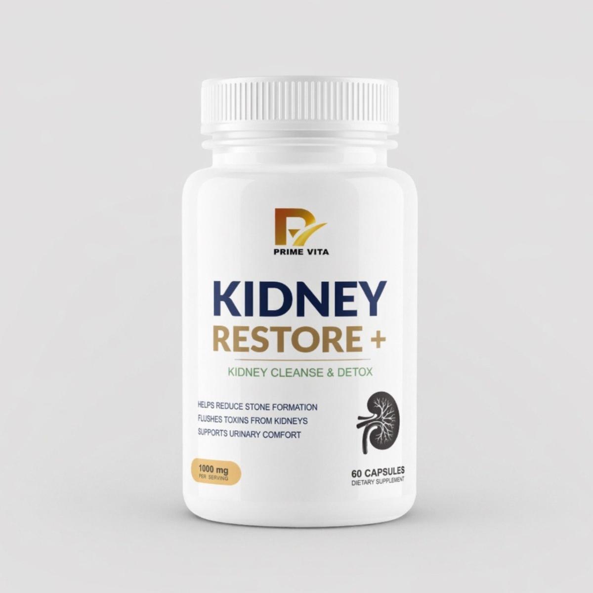 Kidney Restore+ Capsules | Advanced Kidney Cleanse & Detox Formula | Reduces Stone Formation | Flushes Toxins | Supports Urinary Comfort | 60 Capsules