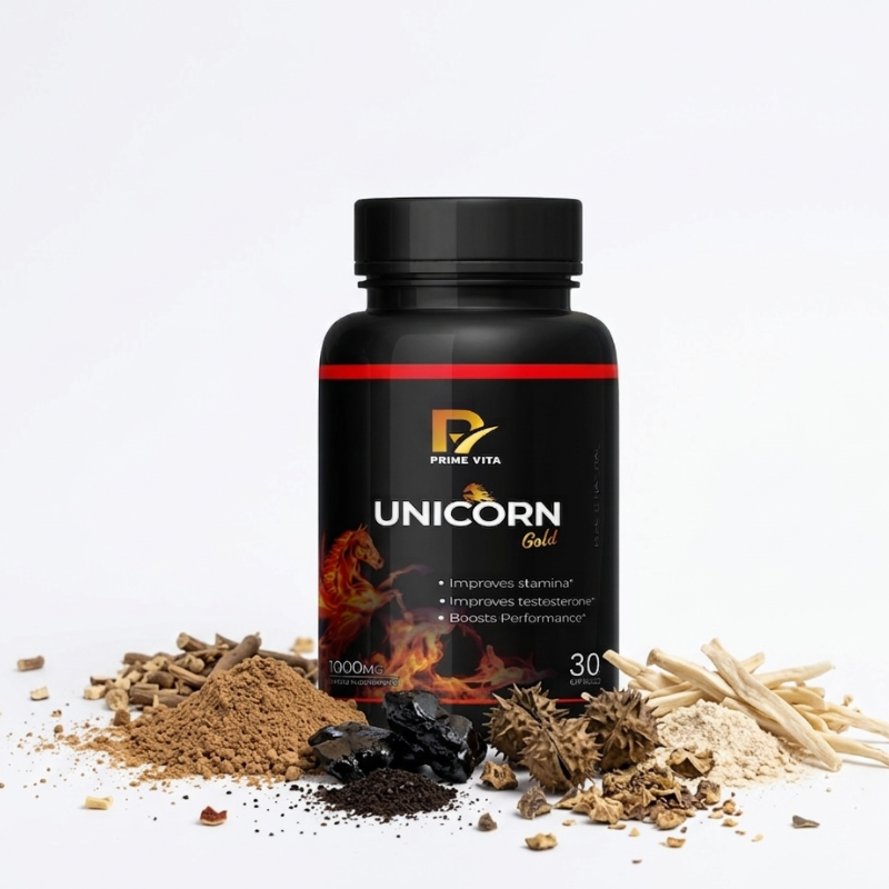 Unicorn Gold Capsules | 1000mg Shilajit, Gokhru, Safed Musli, Ashwagandha, Kaunch Beej & Vidarikant | Improves Stamina & Testosterone | Boosts Performance | Pure & Natural Male Vitality Formula | 30 Capsules