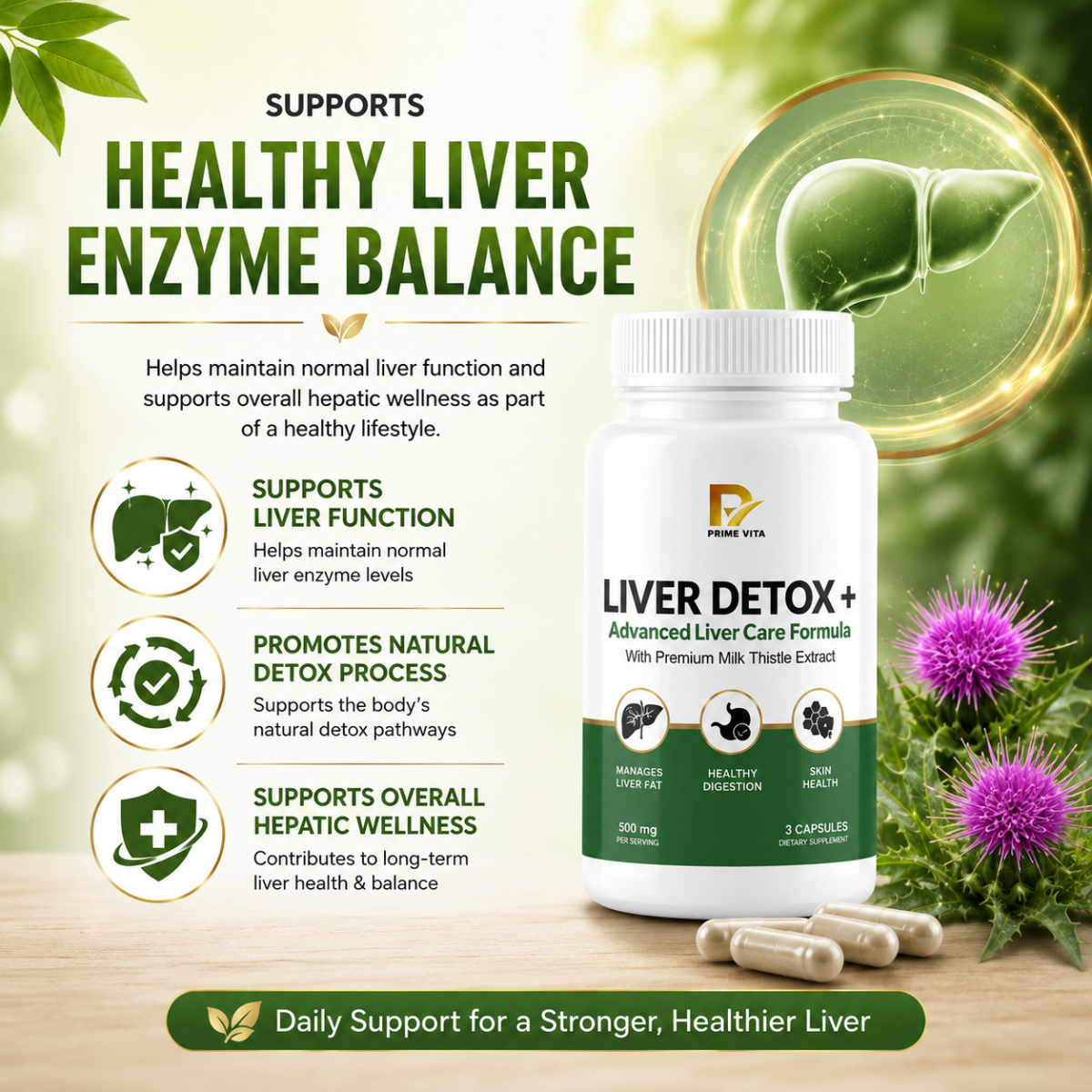SUPPORTS HEALTHY LIVER ENZYME BALANCE