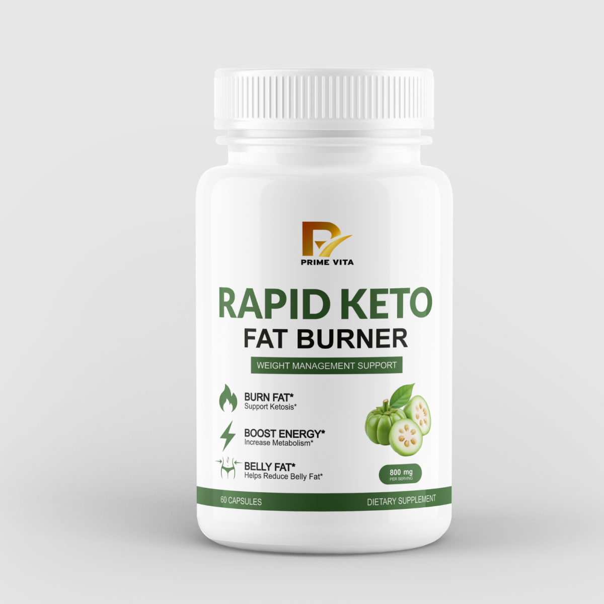 PRIMEVITA Rapid Keto Fat Burner Capsules 800MG (60 Caps) | Weight Loss Supplement | Garcinia Cambogia, Green Tea & Green Coffee | Boost Metabolism & Energy | For Men & Women 