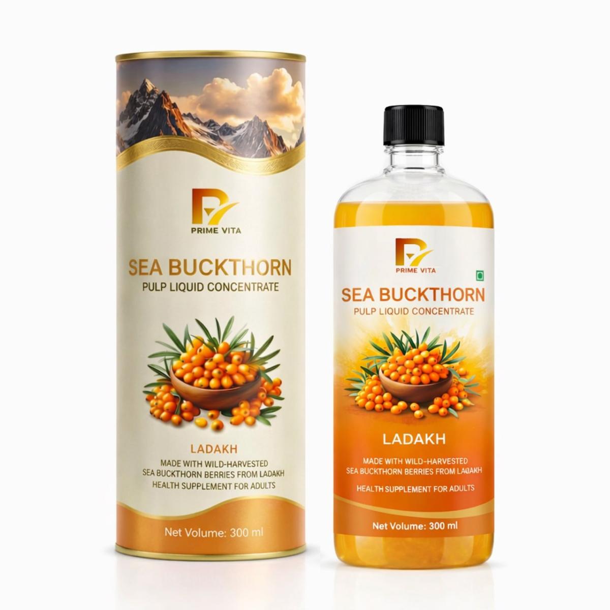 Sea Buckthorn Juice | Ladakh Leh Berry Juice | Rich in Vitamin C, Omega 3 6 7 9 & Antioxidants | Immunity Booster | Lab-Tested | Overall Wellness Drink - 300ml