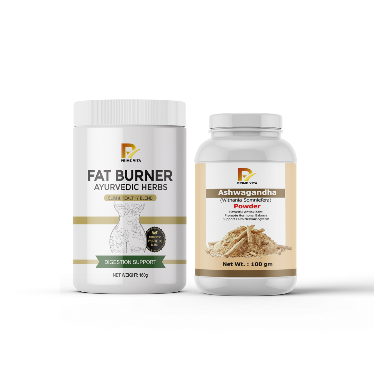 PRIMEVITA Ashwagandha + Fat Burner Combo | Stress Relief | Energy & Stamina | Metabolism Support | For Men & Women