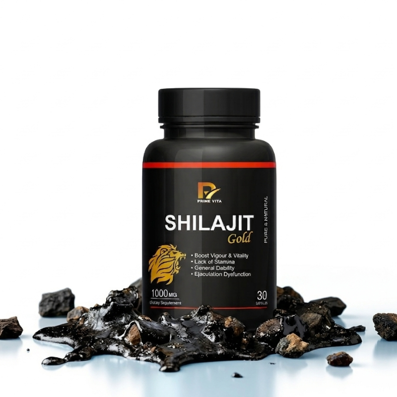 Shilajit Gold Capsules | 1000mg Pure Shilajit, Safed Musli, Ashwagandha & Kaunch Beej | Boosts Vigour & Vitality | Overcomes General Debility & Lack of Stamina | Pure & Natural Male Vitality Formula | 30 Capsules