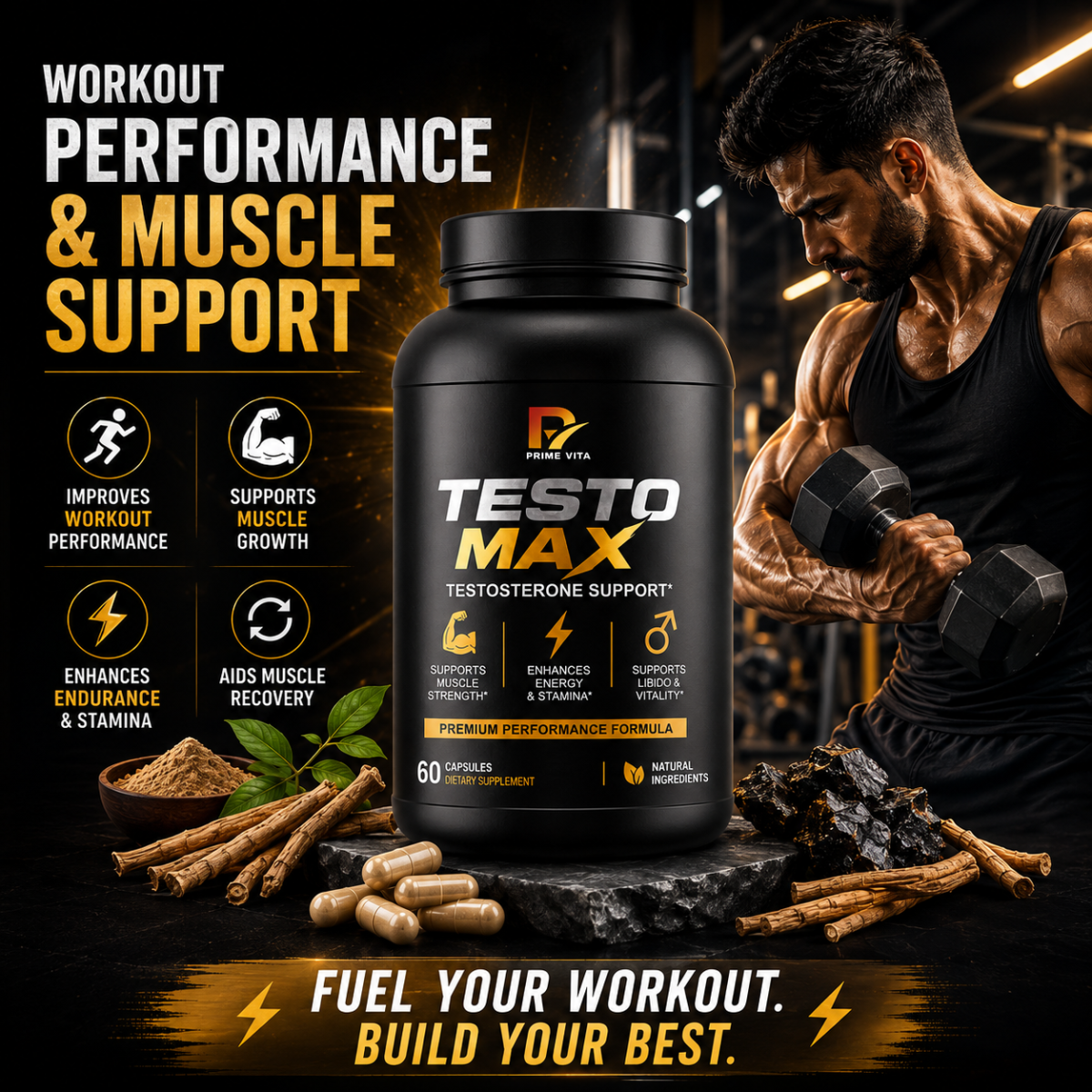 SUPPORTS ENERGY, STRENGTH & STAMINA